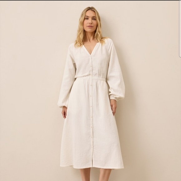 Pact Dresses & Skirts - Pact Coastal Double Gauze Poet Sleeve Dress